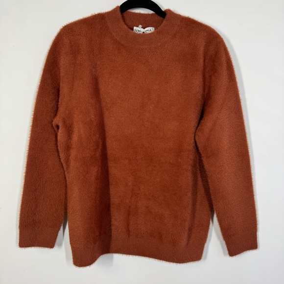 Antonella Italy Rust Brown Fuzzy Knit Sweater Women’s XL Cozy Fall Winter - Picture 2 of 10